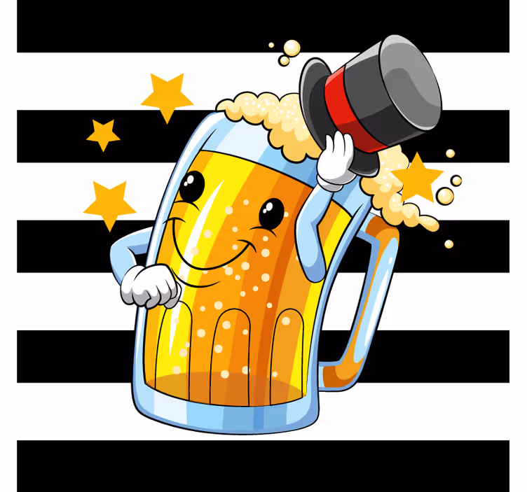 ビールマット陽気なビールマグマスコット - TENSTICKERS