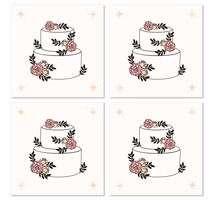 花のケーキウエディングコースター - TENSTICKERS