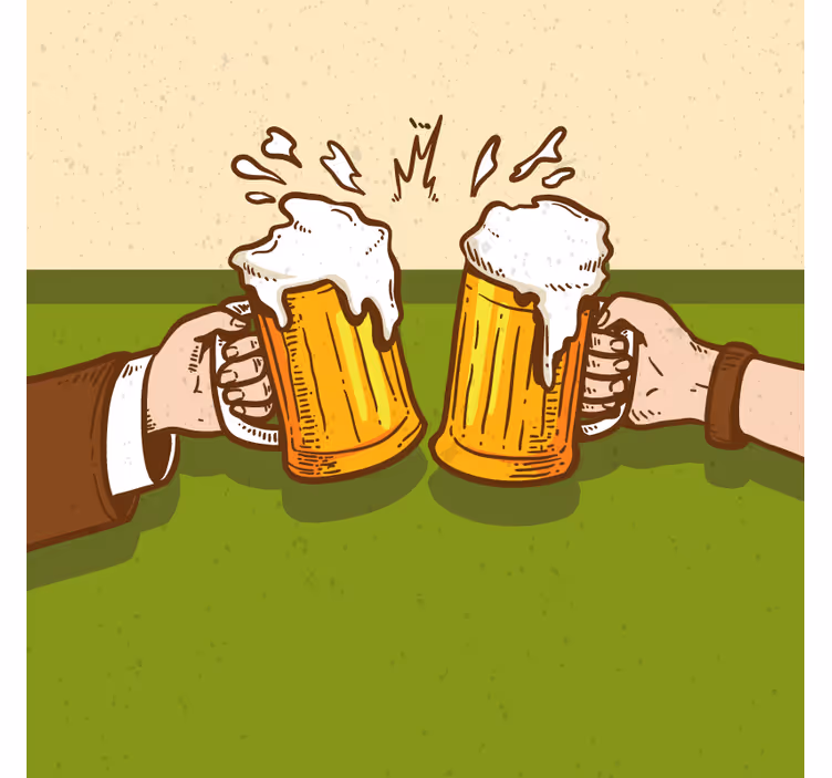 ビールマット乾杯するビールジョッキ - TENSTICKERS
