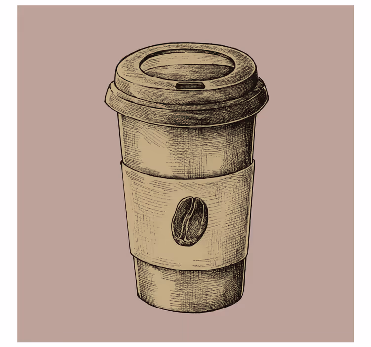 ビンテージ コースター イラスト付きコーヒーカップ - TENSTICKERS