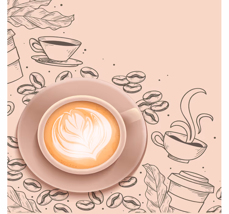 現代のコースターエレガントなコーヒーカップアート - TENSTICKERS