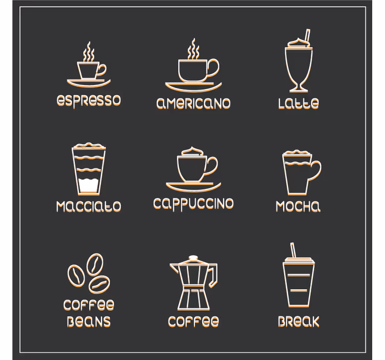 コースター 引用 コーヒーと飲料のチャート - TENSTICKERS