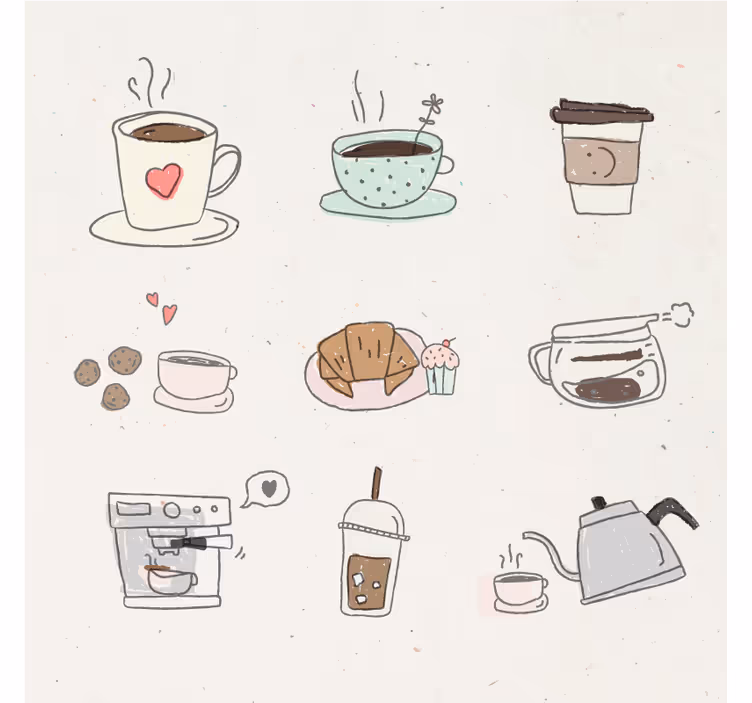 現代のコースター飲料イラストコラージュ - TENSTICKERS