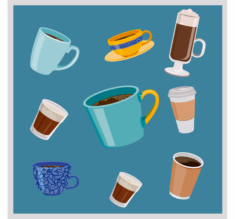現代のコースターコーヒーマグのバラエティ - TENSTICKERS