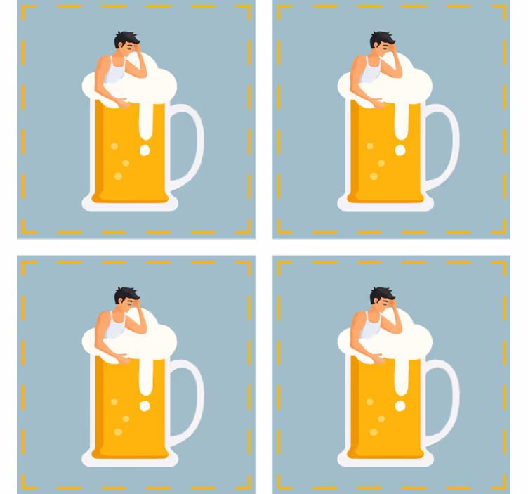 ビールマットリラックスビールマグイラスト - TENSTICKERS