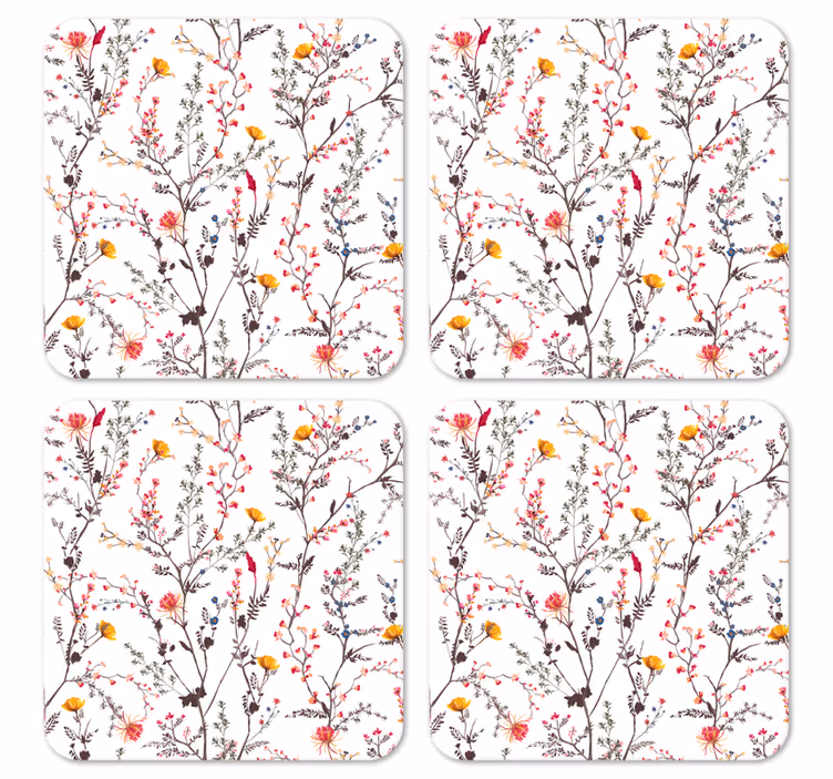 現代のコースター 鳥のいる植物モチーフ - TENSTICKERS