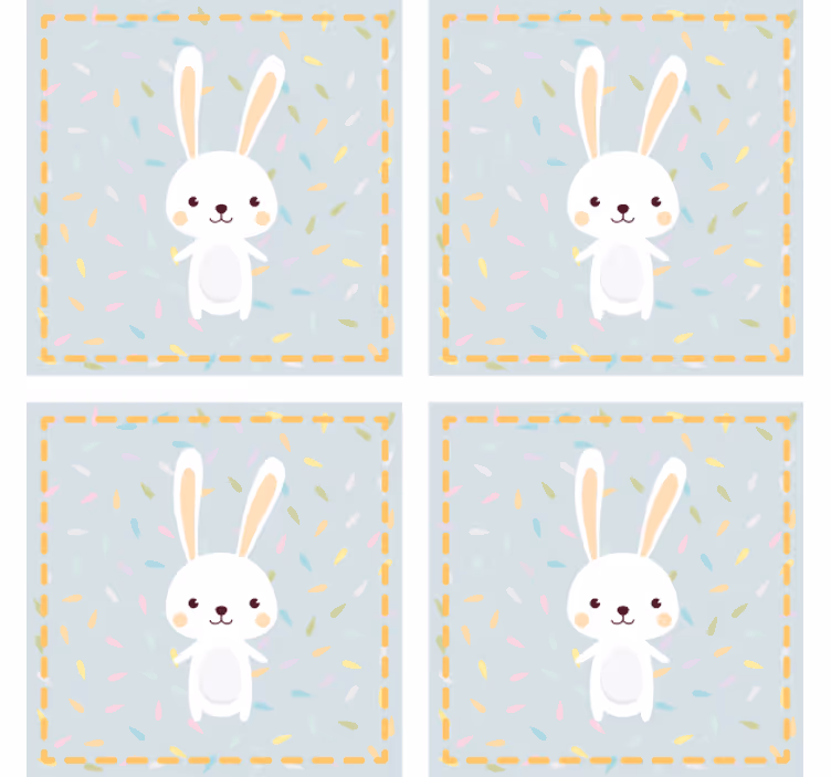 コースター フリーク かわいいウサギキャラクター - TENSTICKERS