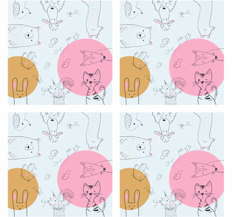 コースター フリーク かわいらしい動物のイラスト - TENSTICKERS