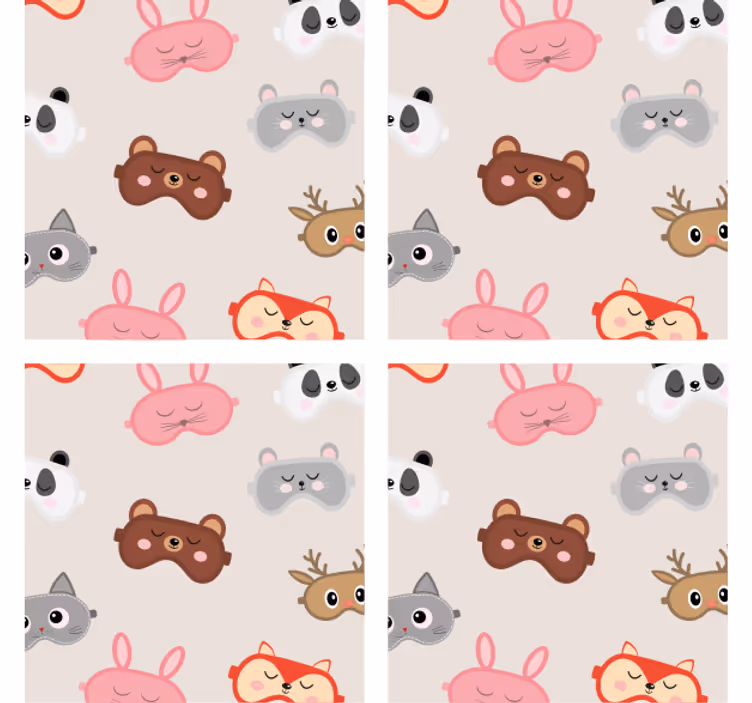 コースター フリーク 愛らしい動物の顔コレクション - TENSTICKERS