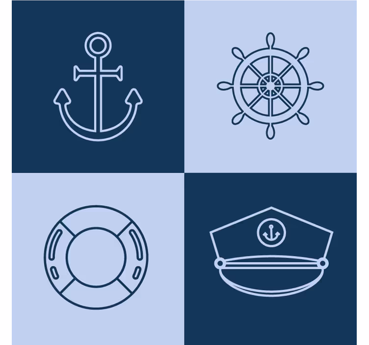 現代のコースターアンカーと海洋アイコン - TENSTICKERS