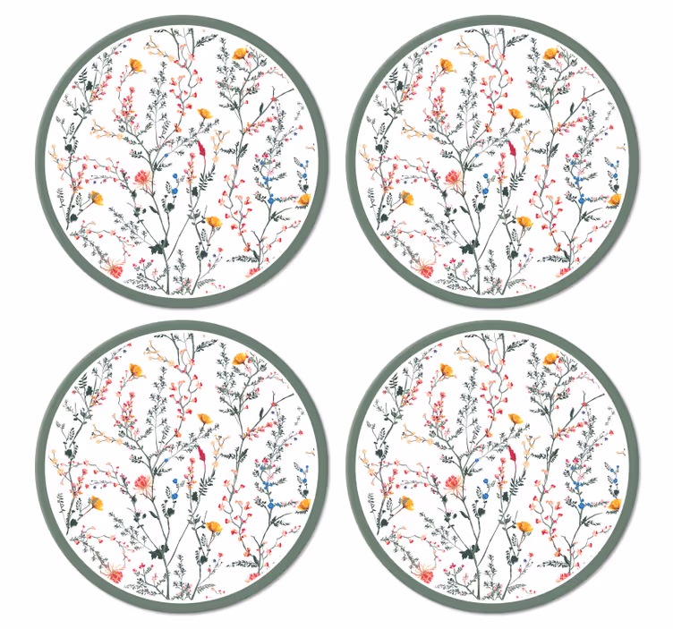 薄いミニマルな庭の花モダンコースター - TENSTICKERS