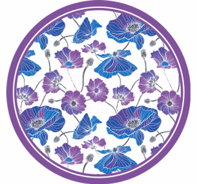 現代のコースター 紫のアクセントの花柄デザイン - TENSTICKERS