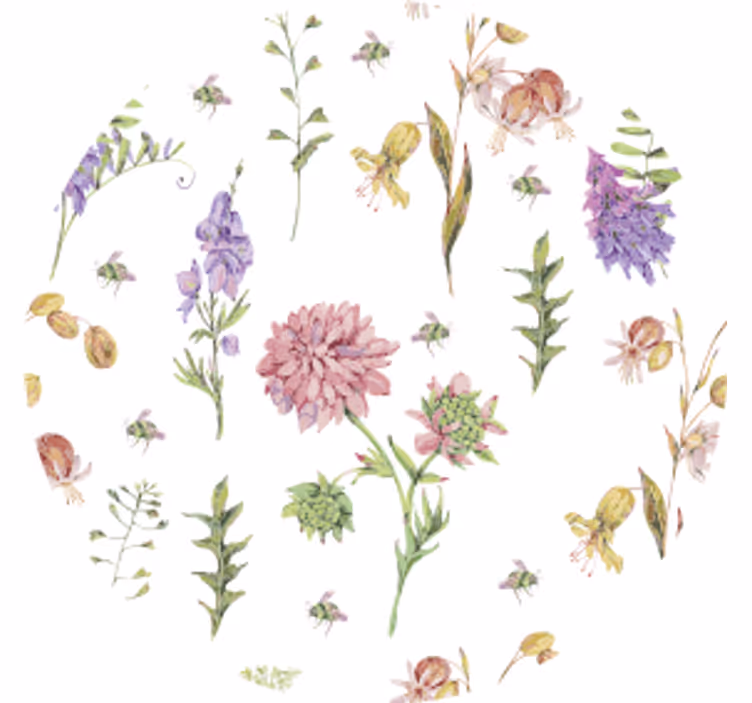 コースターテクスチャ効果花柄アクセント - TENSTICKERS