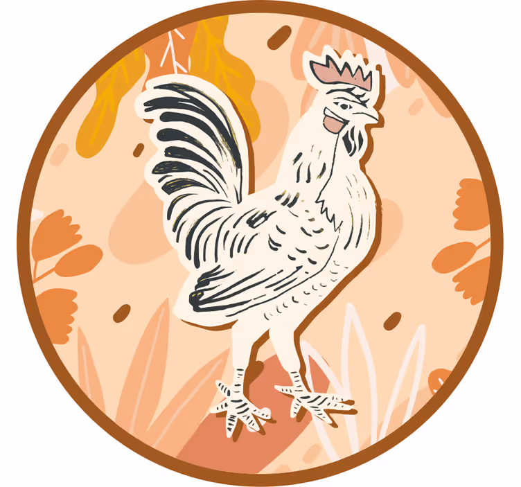 コースター フリーク 鶏のスタイライズドイラスト - TENSTICKERS