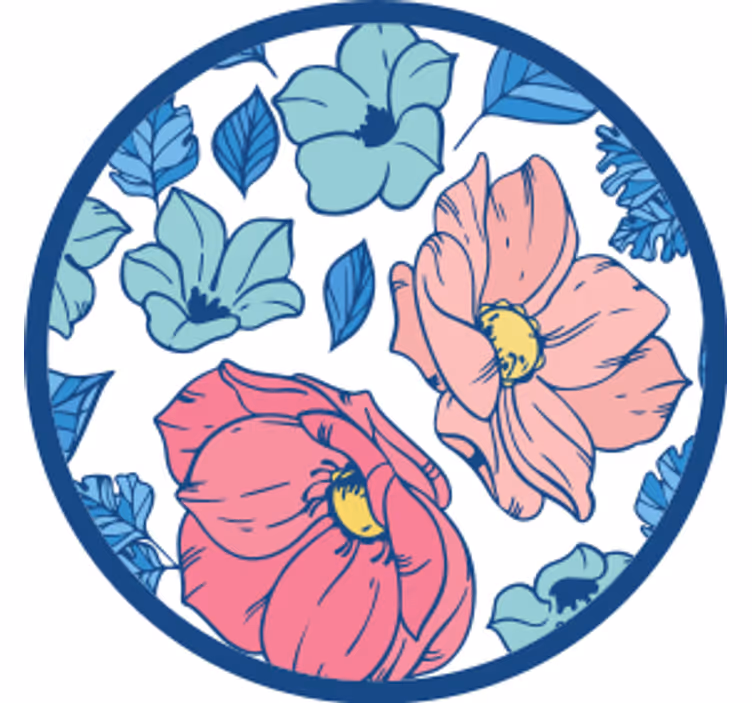 現代のコースター花柄の円形 - TENSTICKERS