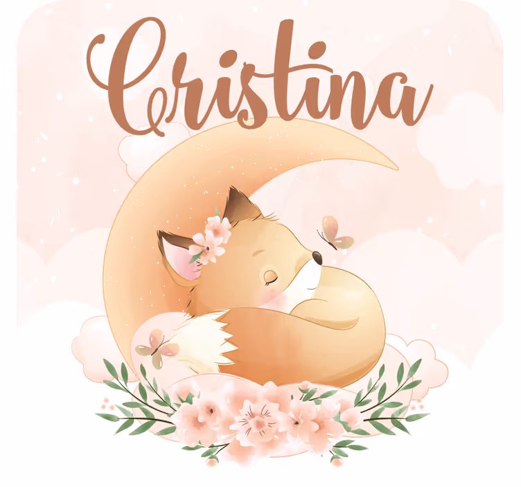 コースターカスタマイズ花飾りの眠るキツネ - TENSTICKERS