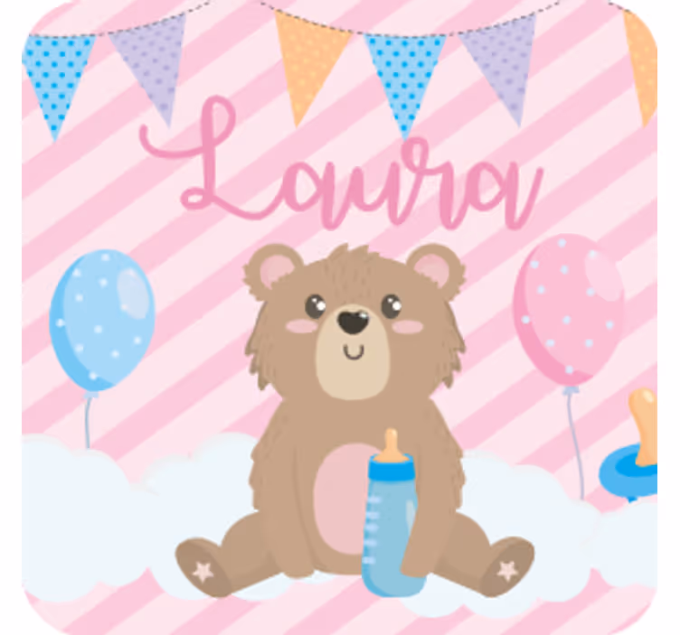 コースターカスタマイズ風船を持ったかわいいクマ - TENSTICKERS