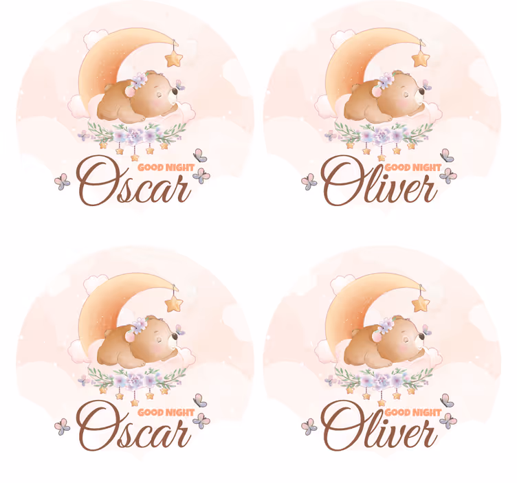 コースターカスタマイズかわいいクマの寝る時間テーマ - TENSTICKERS