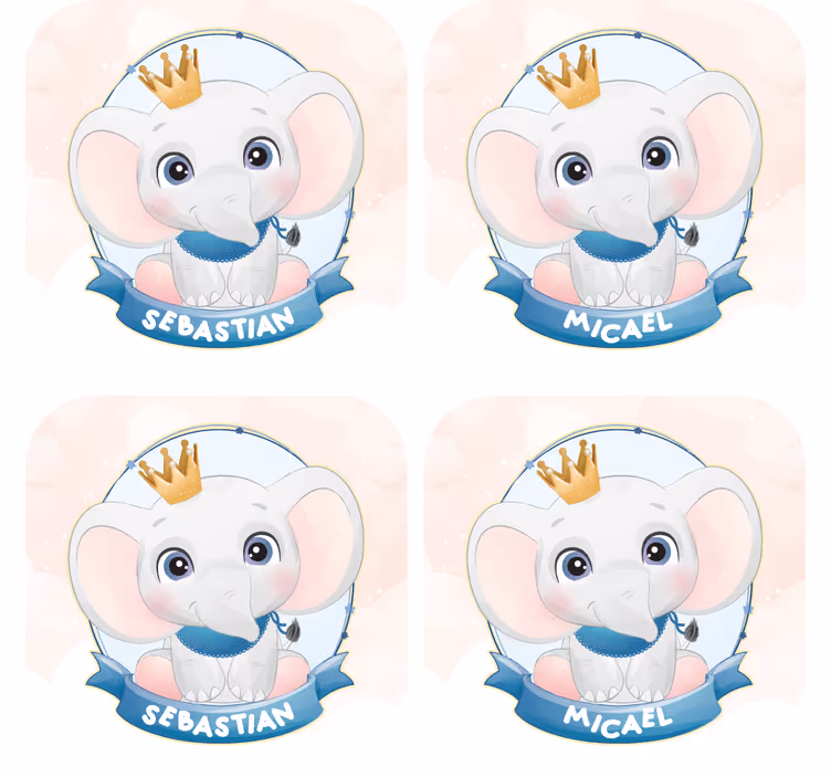 コースターカスタマイズ象のキャラクターポートレート - TENSTICKERS