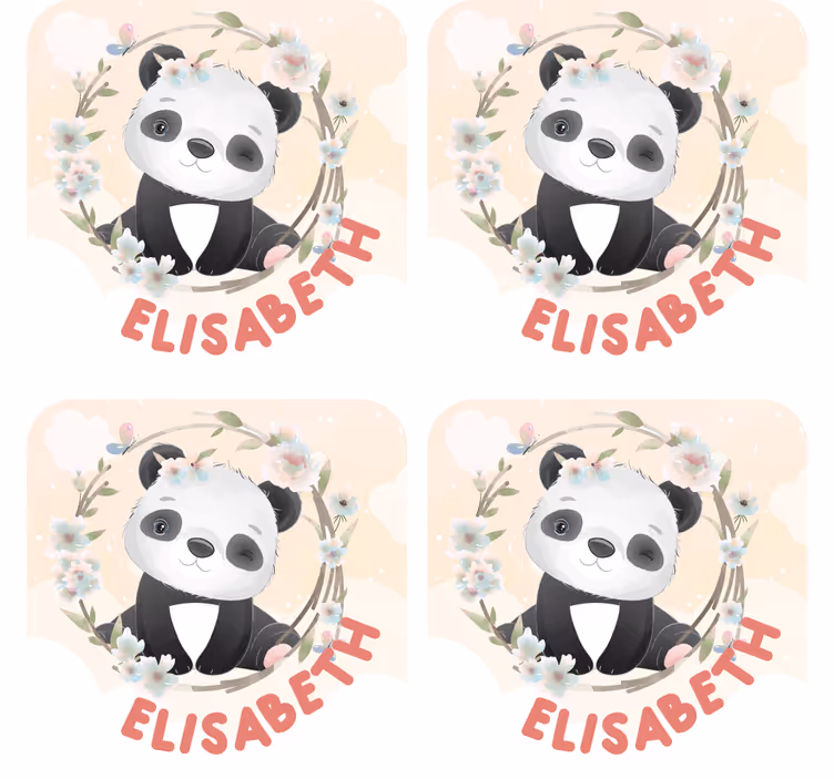 コースターカスタマイズ花のアクセントを持つパンダ - TENSTICKERS