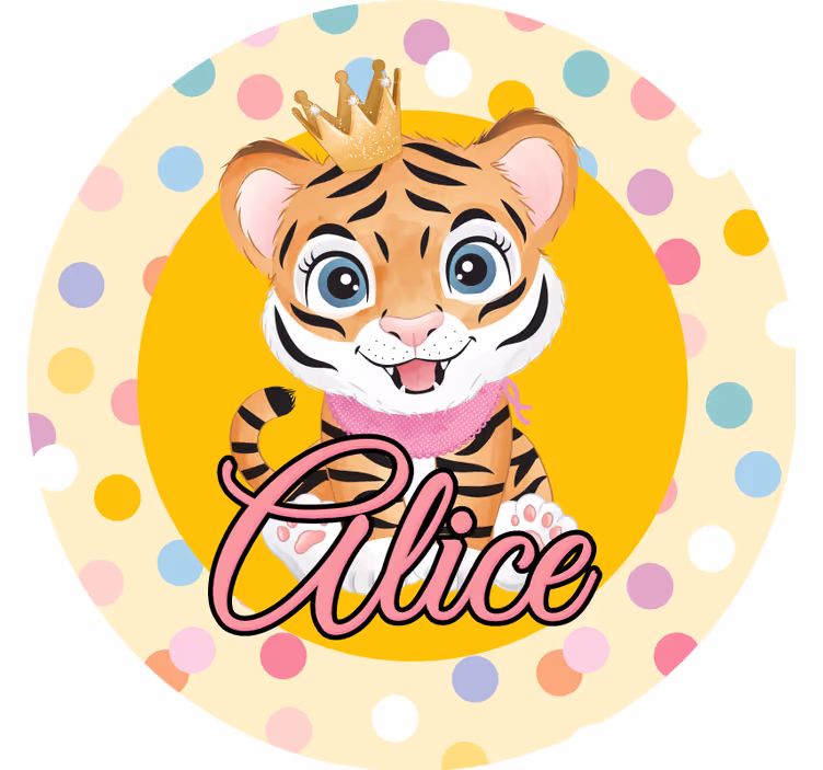 コースターカスタマイズ王冠を持つトラキャラクター - TENSTICKERS