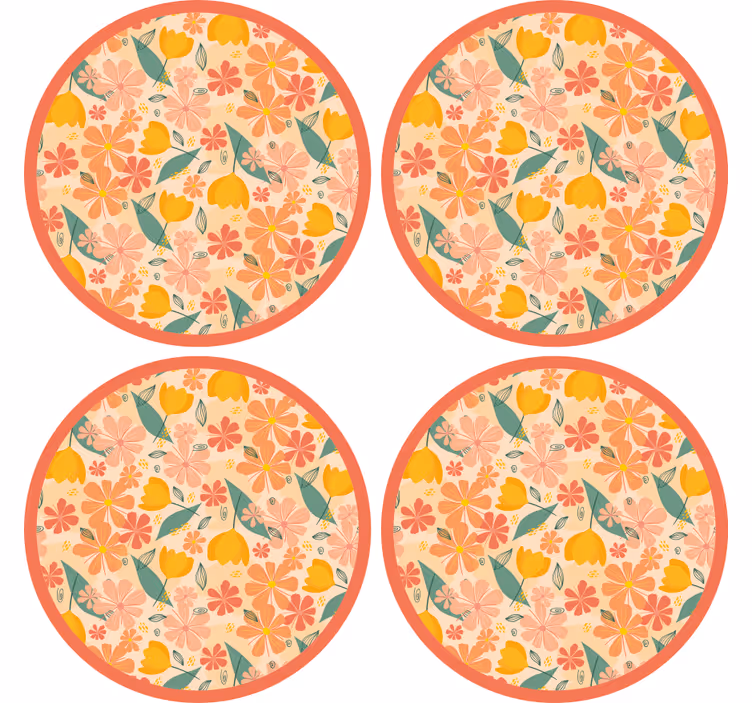 コースターテクスチャ効果花柄の丸い表面 - TENSTICKERS