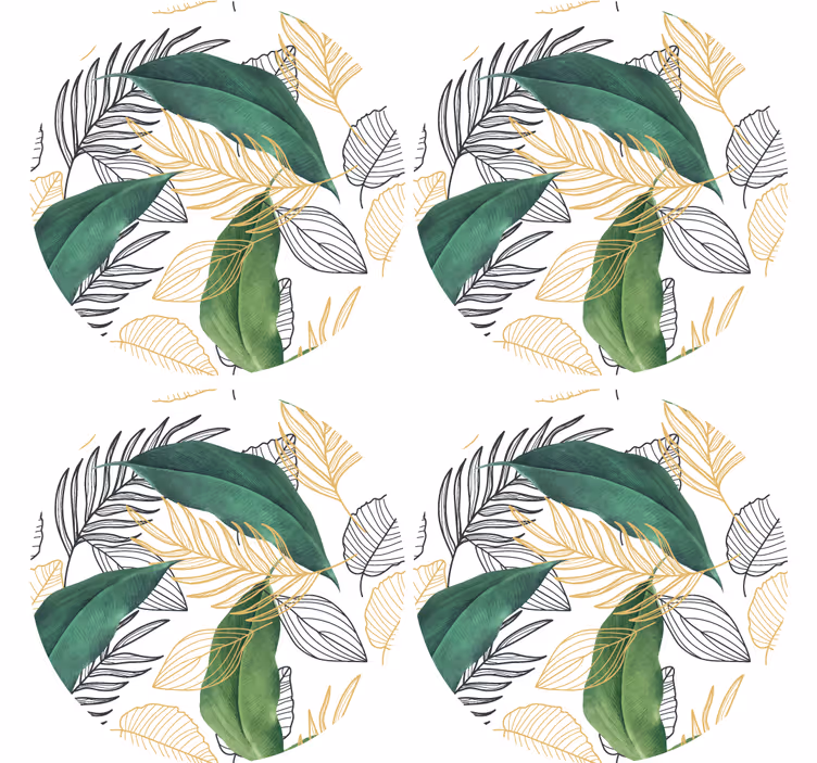 現代のコースター 緑豊かな植物模様 - TENSTICKERS