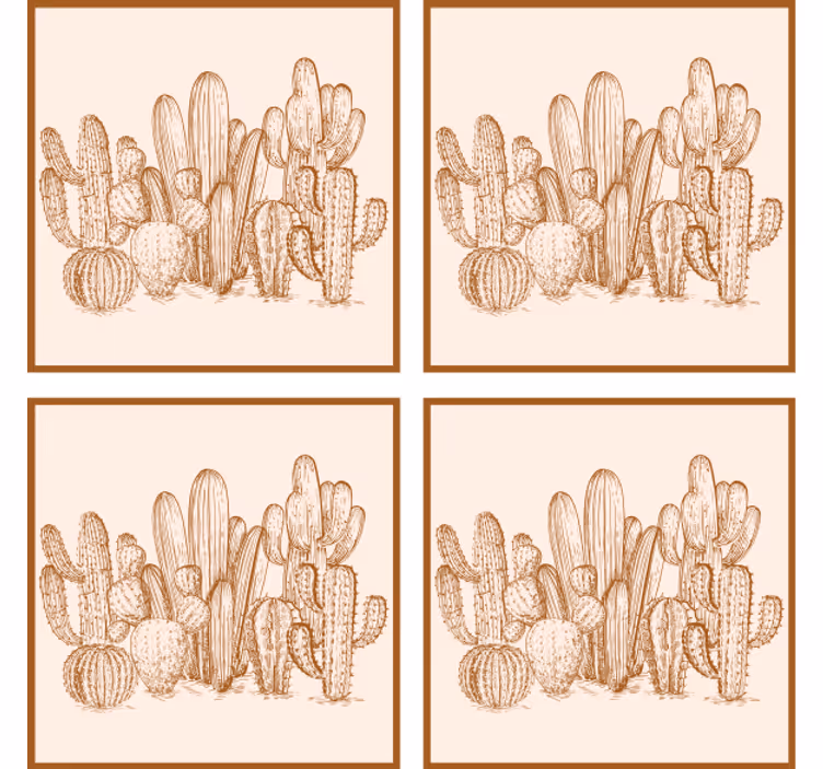 コースターテクスチャ効果サボテンの種類イラスト - TENSTICKERS