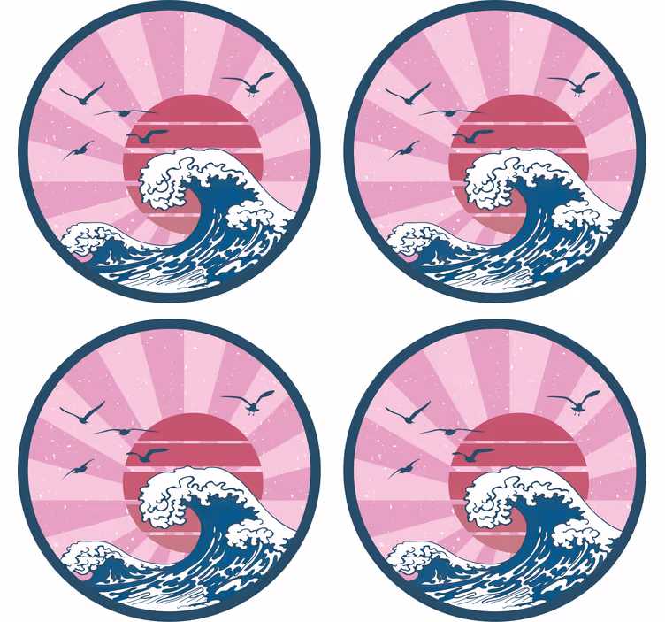 コースター フリーク レトロオーシャンウェーブデザイン - TENSTICKERS