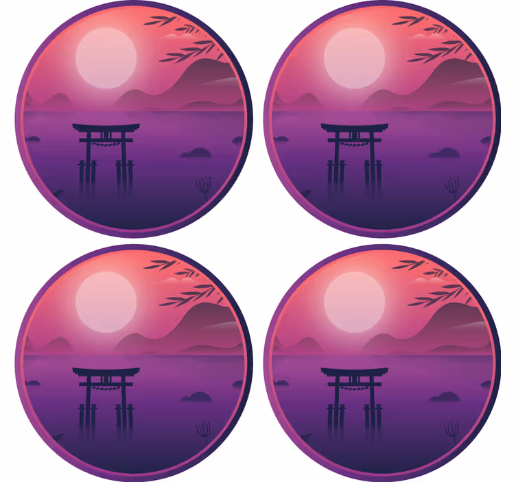 現代のコースター 穏やかな夕日風景 - TENSTICKERS