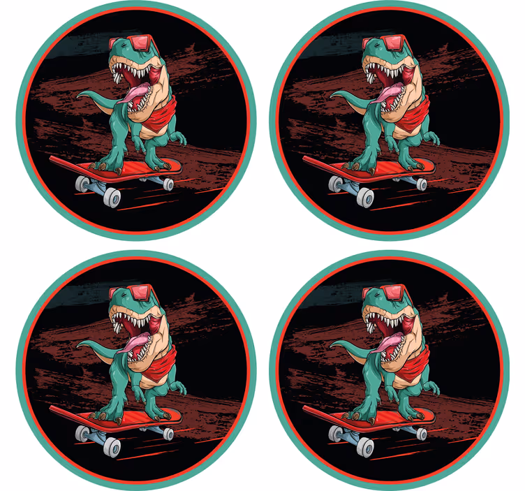 コースター フリーク スケートボード恐竜グラフィック - TENSTICKERS