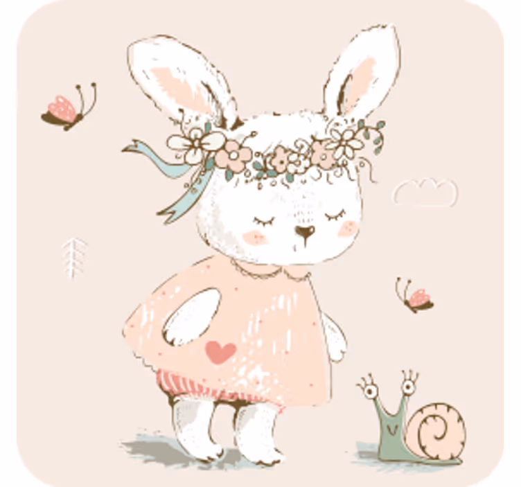 コースター フリーク 夢かわいいウサギキャラクター - TENSTICKERS