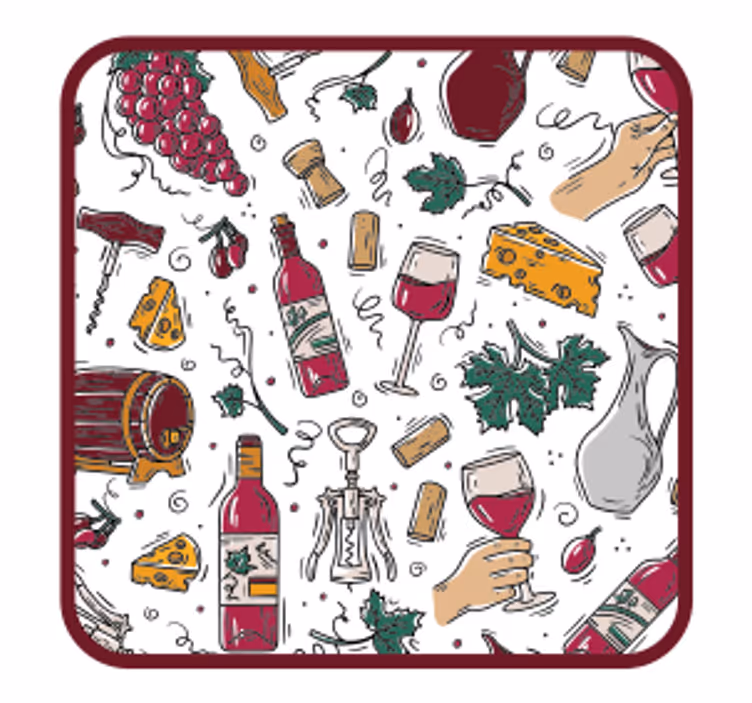 ビールマットワインボトルブドウチーズ - TENSTICKERS