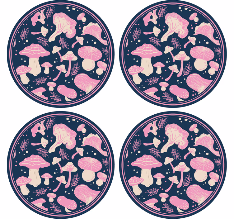コースター フリーク おしゃれなきのこ柄 - TENSTICKERS