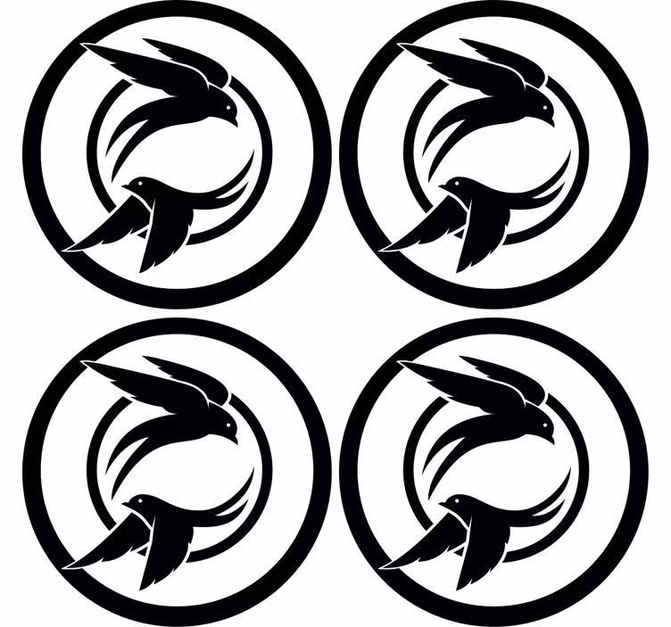 黒と白のツバメ鳥現代コースター - TENSTICKERS