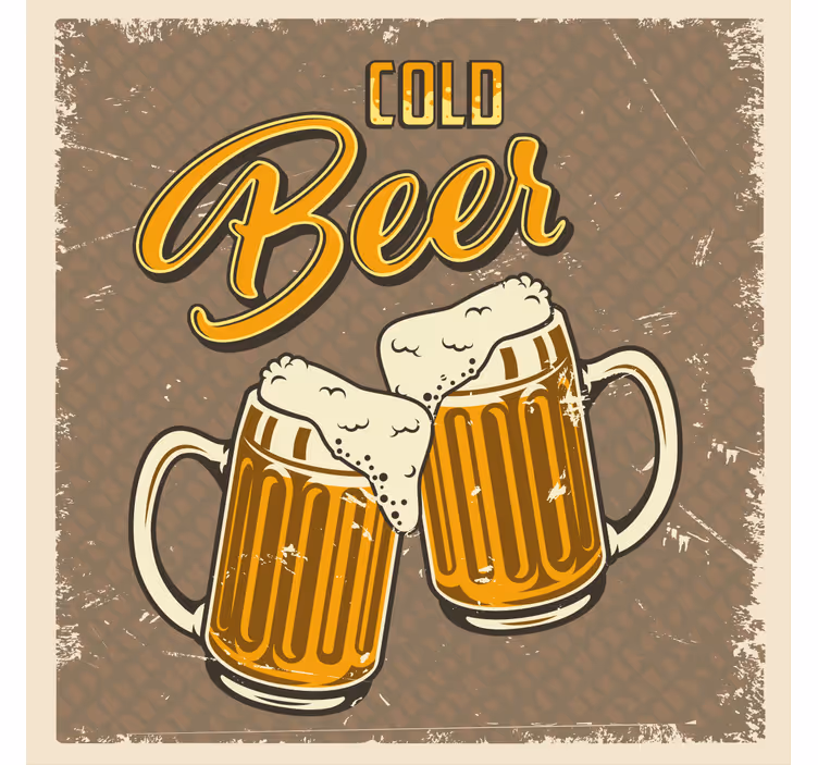 冷たいビールレトロダーティエフェクトヴィンテージコースター - TENSTICKERS