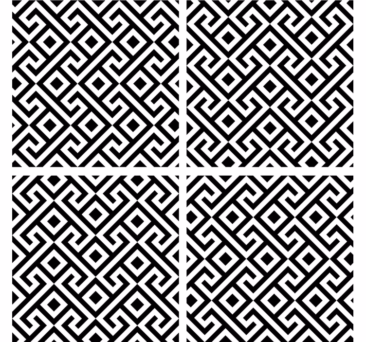 コースターテクスチャ効果幾何学的白黒パターン - TENSTICKERS
