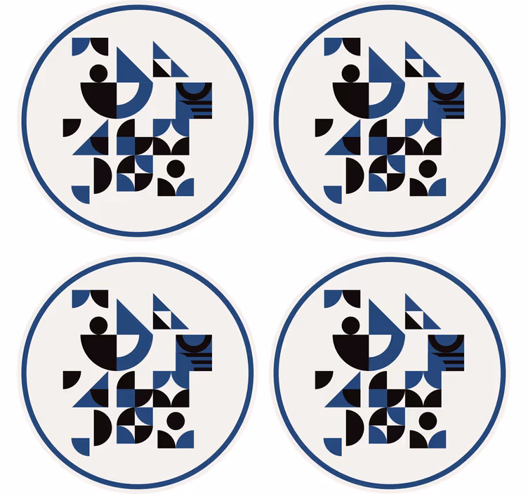 現代のコースター幾何学的形状配置 - TENSTICKERS