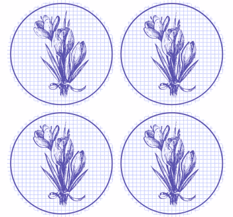 コースターテクスチャ効果優雅な植物のイラスト - TENSTICKERS