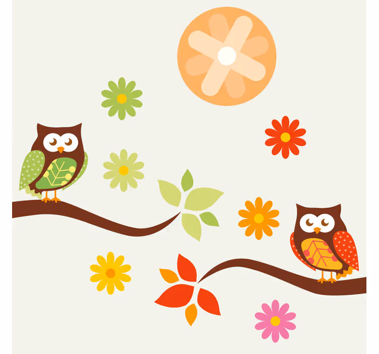 コースター フリーク カラフルなフクロウと花 - TENSTICKERS