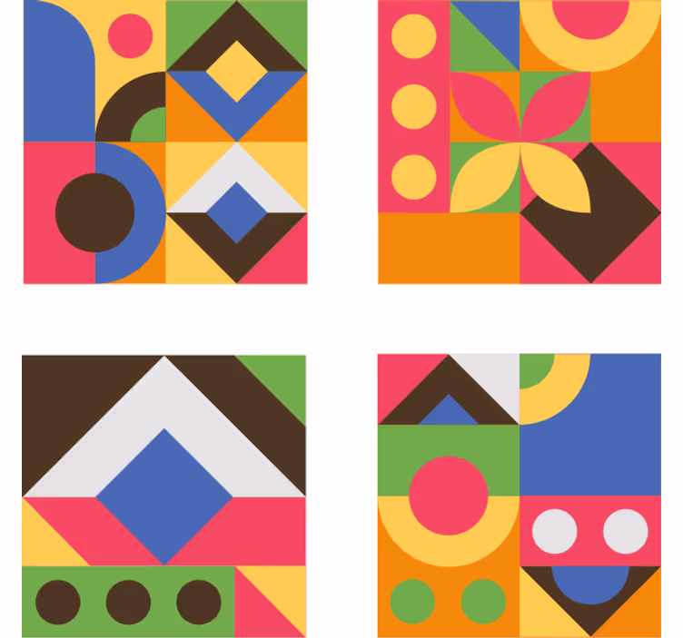 コースターテクスチャ効果カラフルな幾何学模様 - TENSTICKERS