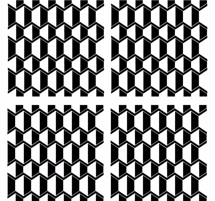 コースターテクスチャ効果幾何学的白黒モチーフ - TENSTICKERS