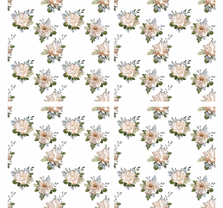 コースターテクスチャ効果花柄白背景パターン - TENSTICKERS