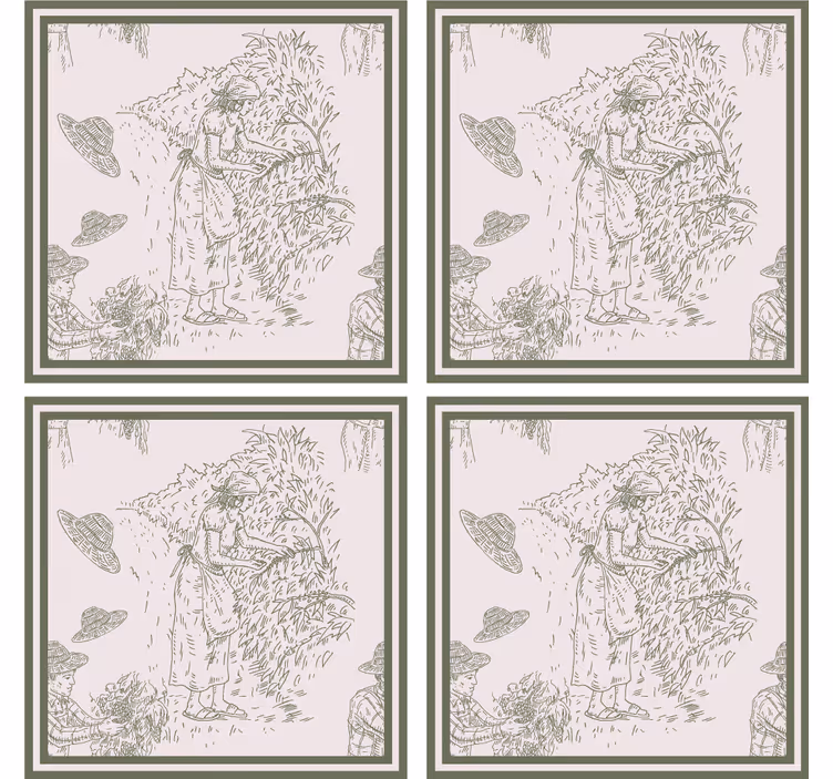 緑のコースターのフランスのビンテージパターン - TENSTICKERS