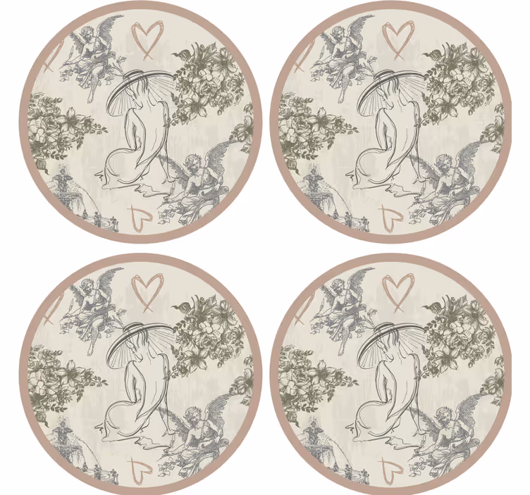 ビンテージ コースター 優雅な花のデザイン - TENSTICKERS