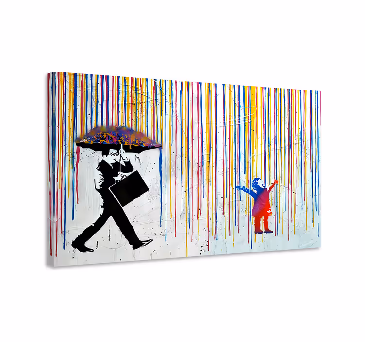 キャンバス 美術 カラフルな雨 - TENSTICKERS
