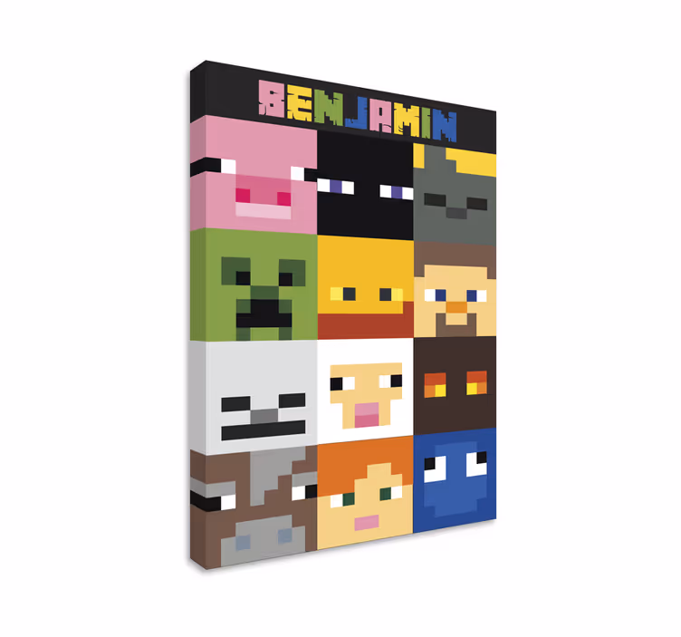 パーソナライズ可能 キャンバス ゲームのピクセル化された顔 - TENSTICKERS