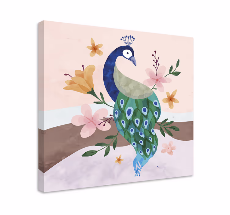 キャンバス 鳥 孔雀の花 - TENSTICKERS