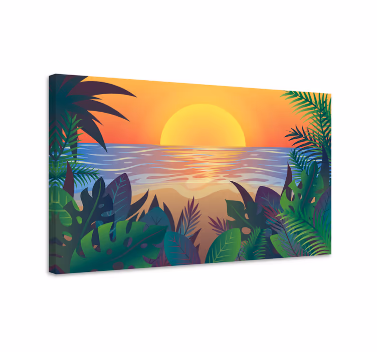 キャンバス 風景 熱帯の夕日のパノラマ - TENSTICKERS