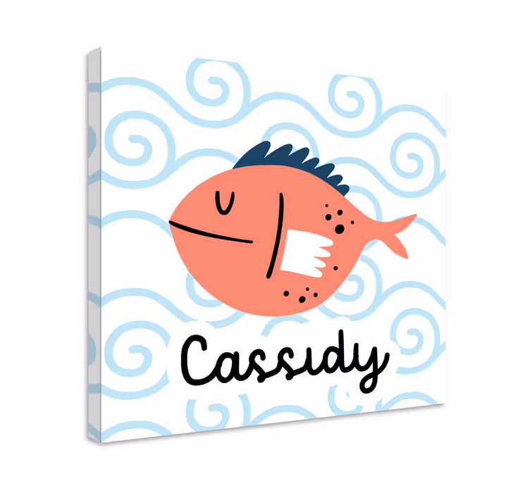 名前のパーソナライズされたキャンバスで魚の笑顔 - TENSTICKERS